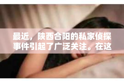 最近，陕西合阳的私家侦探事件引起了广泛关注。在这个信息爆炸的时代，隐私保护显得尤为重要。今天，我们就来聊聊这个事件，看看它背后的一些故事。