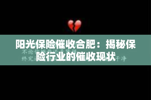 阳光保险催收合肥：揭秘保险行业的催收现状