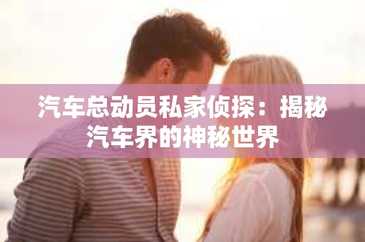 汽车总动员私家侦探:揭秘汽车界的神秘世界 汽车总动员私家侦探:揭秘汽车界的神秘世界
